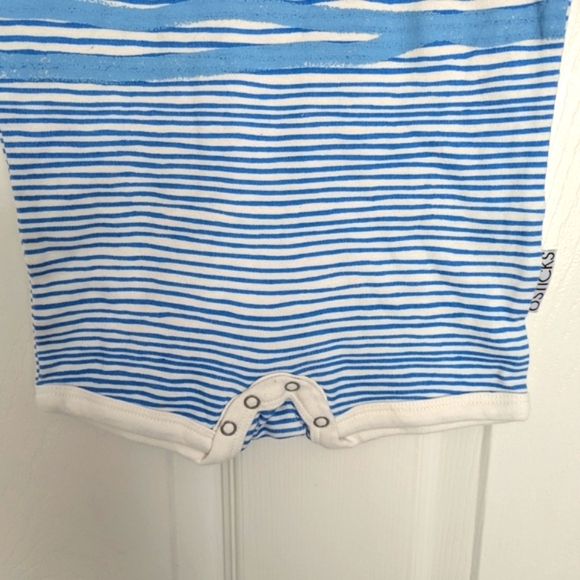 🎈Blue Striped Baby (12-18 Months) Long-Sleeve Onesie w/Snaps and Walrus Design - Picture 3 of 13